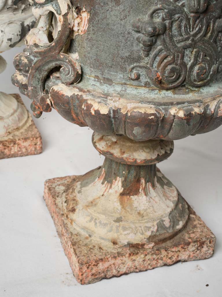 Exquisite Aged Cast Iron Garden Urns