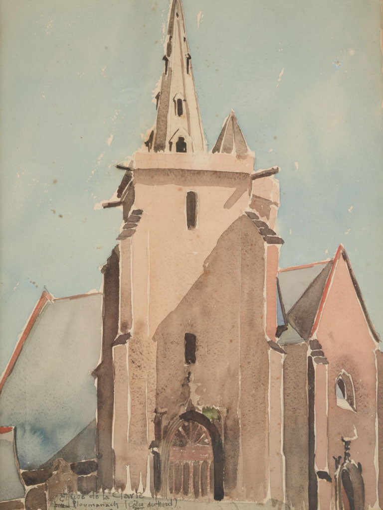 Detailed Antique Church Watercolor Painting