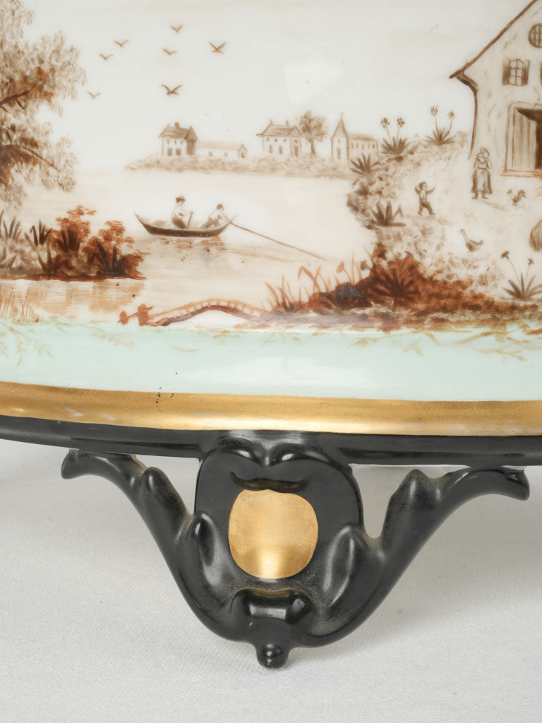 Gilded trim porcelain jardiniere  