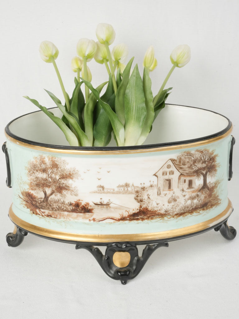 Hand-painted floral jardiniere  