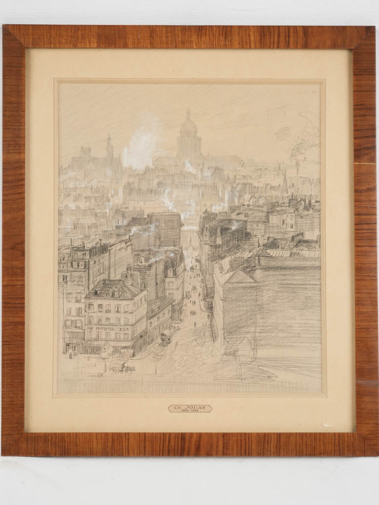 Vintage Parisian street pencil drawing