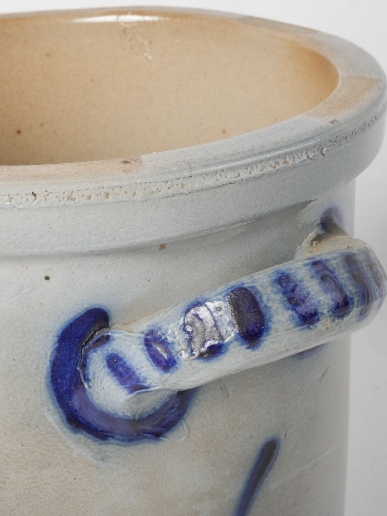 Charming blue stripe glazed storage jar