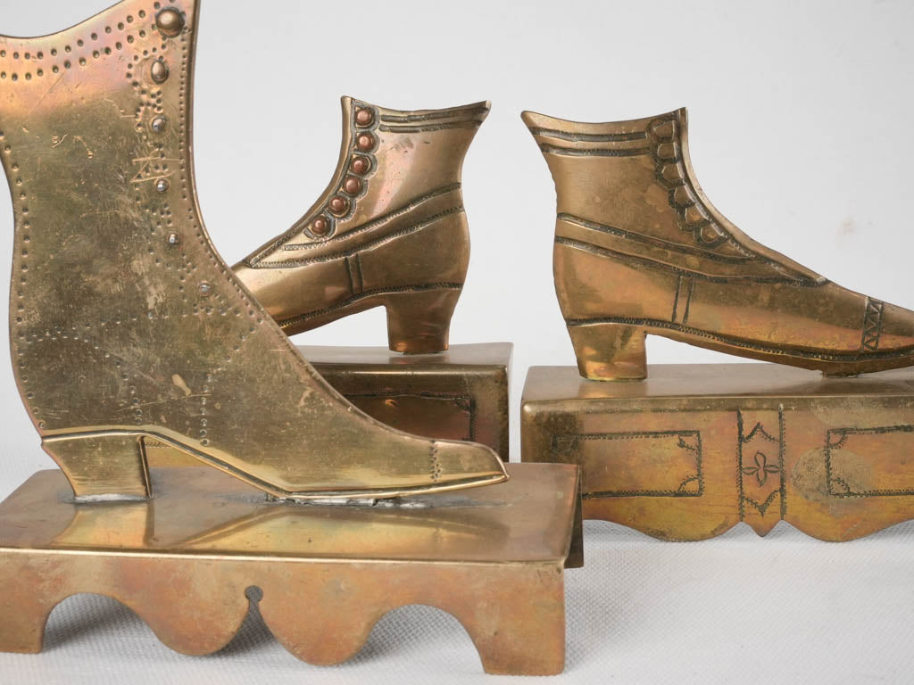 Classic patina brass shoe figurines