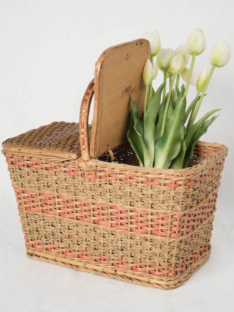 Charming woven pink-accent basket