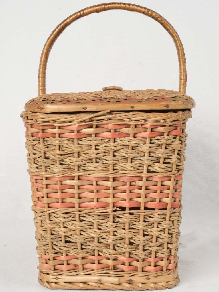 Rustic natural wicker market basket