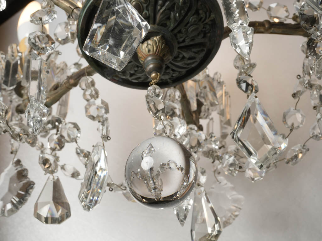 1940s elegant crystal 6-light chandelier