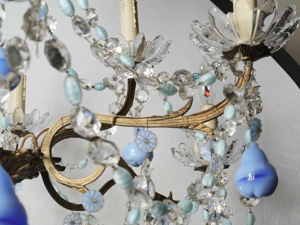 European antique blue glass chandelier