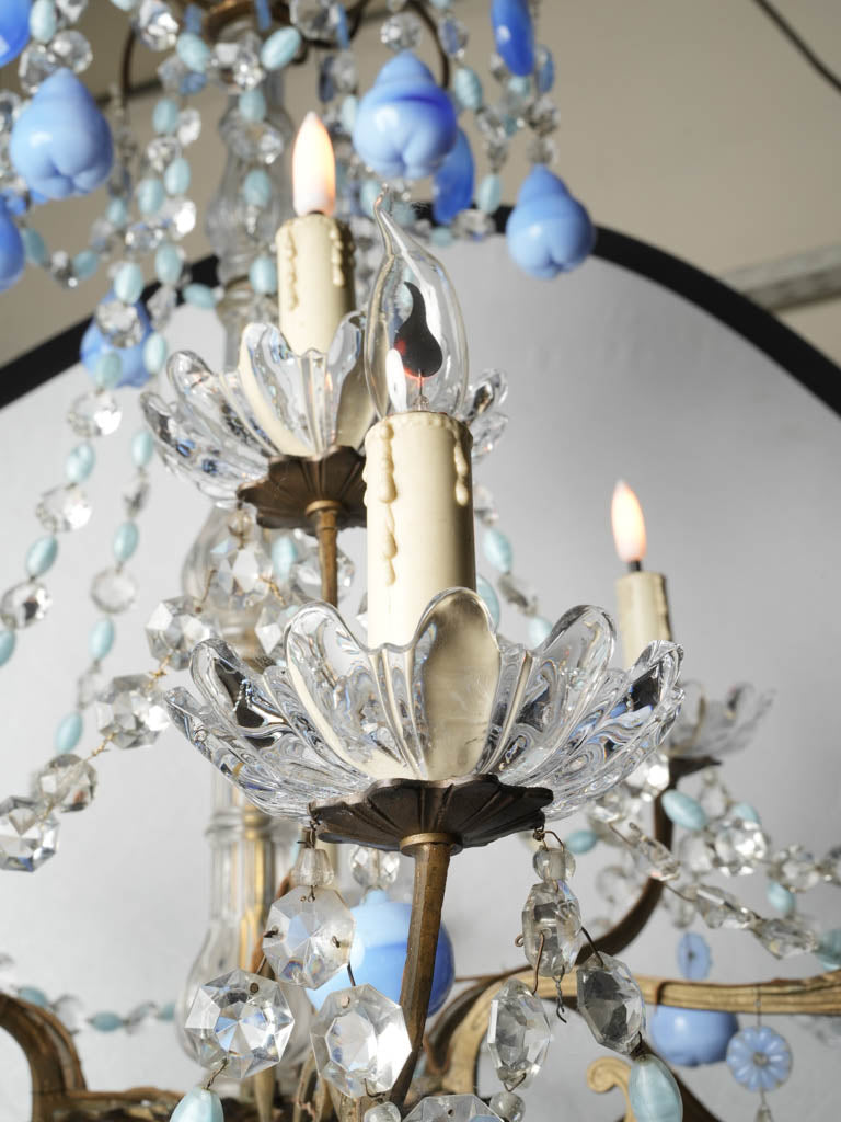 Beautiful blue glass teardrop chandelier