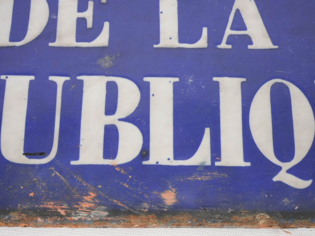 Cast iron enamel sign from Paris - Quai de la Republique - 19th century 11½" x 21¾"