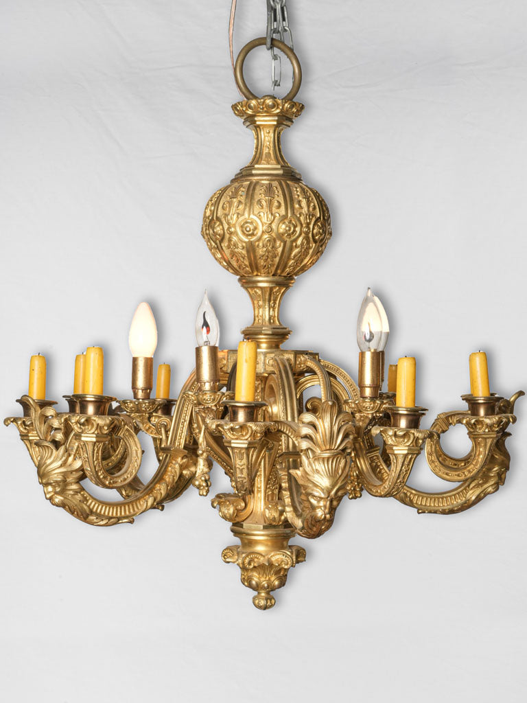 Ornate, gilt bronze Louis XIV chandelier