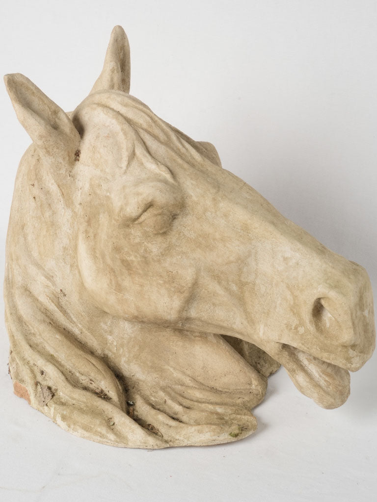 Large aged alabaster-color equine decor