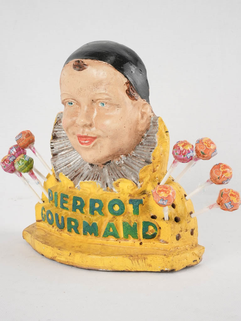 Vintage plaster Pierrot Gourmand stand