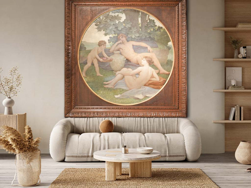 Tranquil, Noble Provenance Tondo Painting