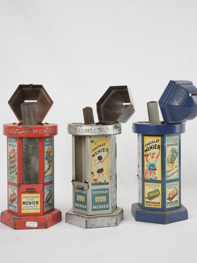 3 Chocolate menier chocolate dispensers 10¾"