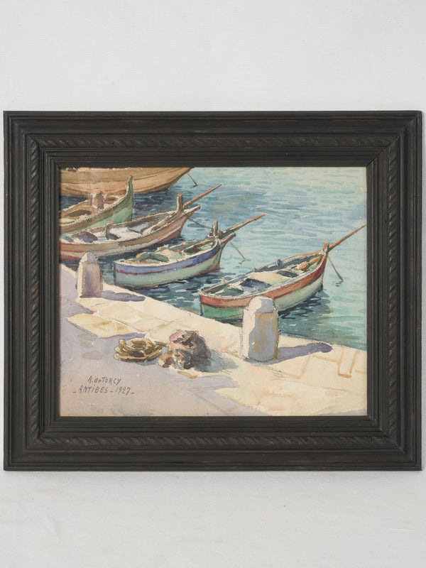 Vintage Watercolor Painting of Antibes