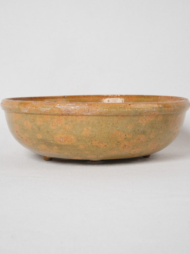 Olive green mottled glaze bowl