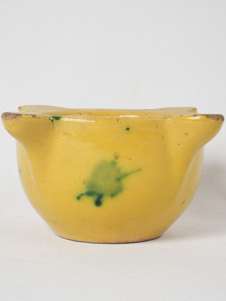 Yellow and green vintage mortar