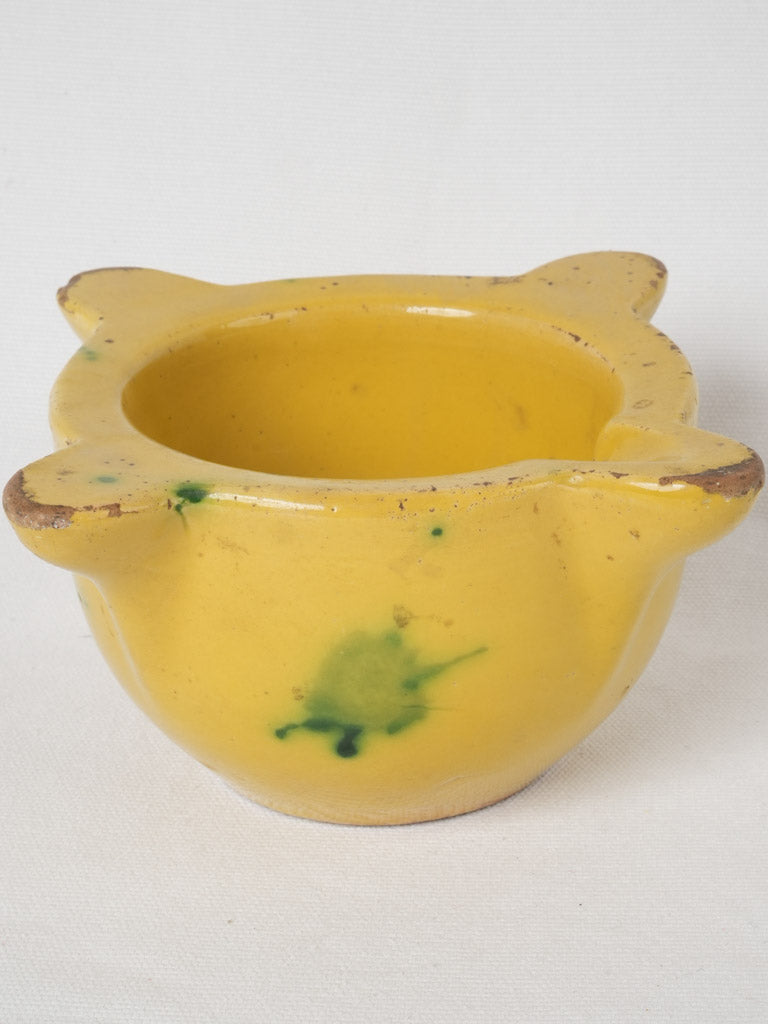 Vintage terracotta mortar, yellow glaze