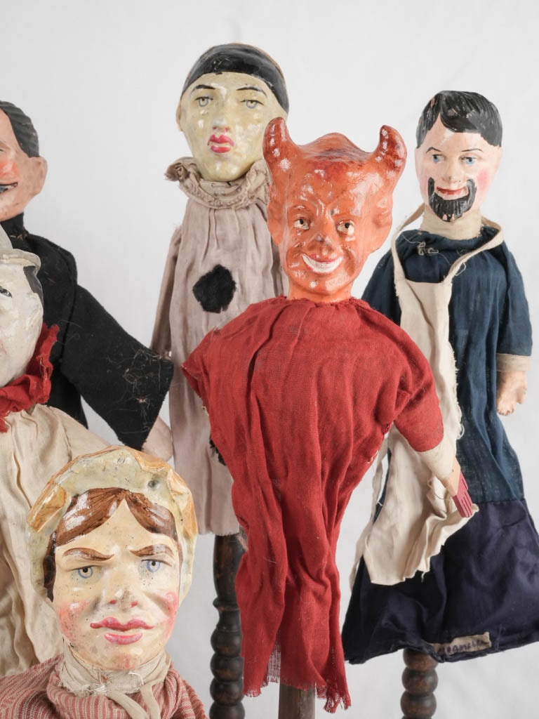 Collection of twelve 19th century hand puppets - papier mâché