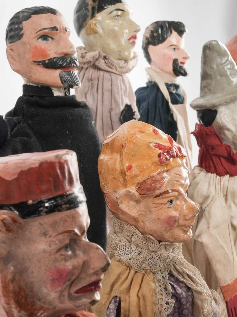 Collection of twelve 19th century hand puppets - papier mâché