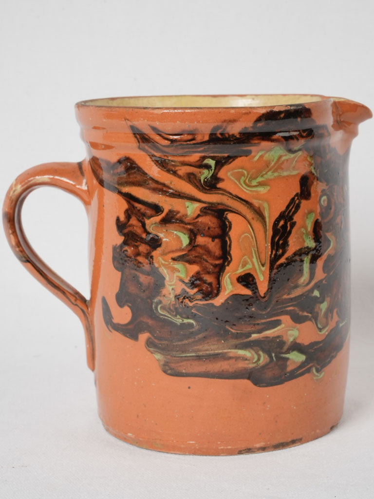 Antique French ocher slipware pitcher