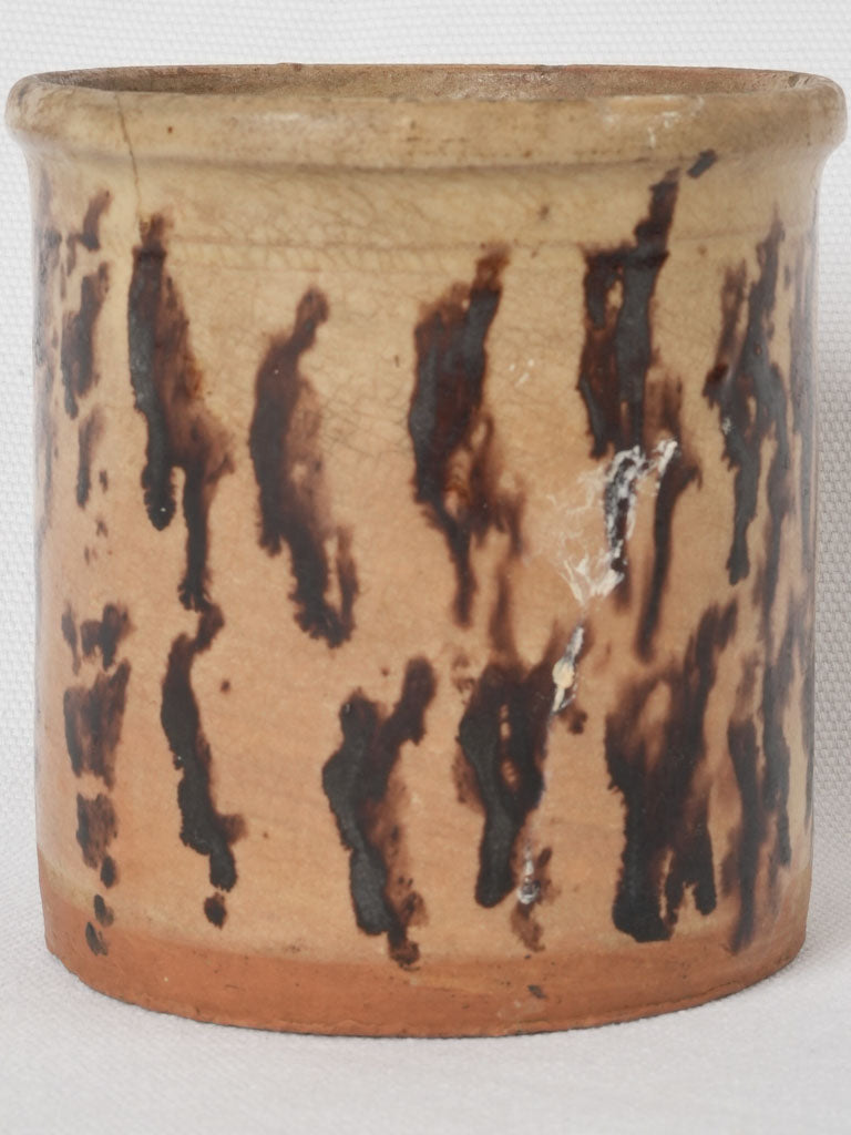 Glazed yellow & brown mottled pot