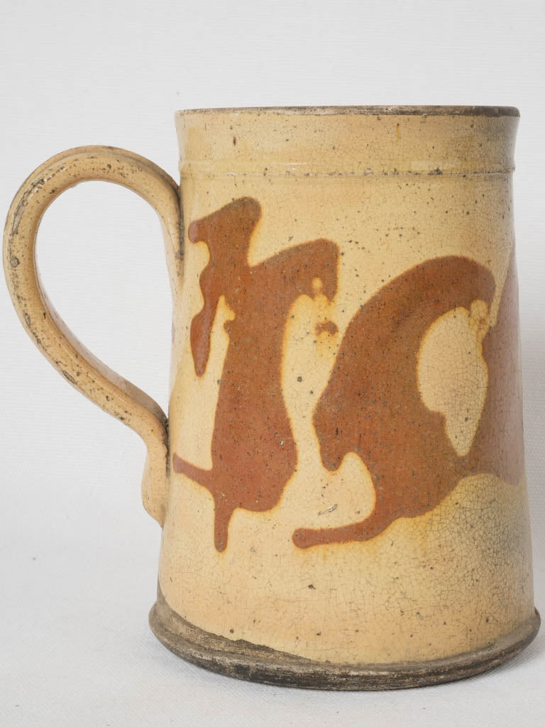 Weathered glazed pitcher for heating