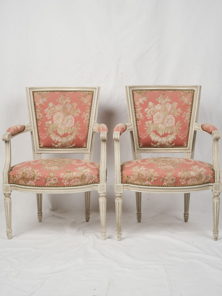 Pair of Late 19th-century Louis XVI Style Armchairs with Aubusson Upholstery