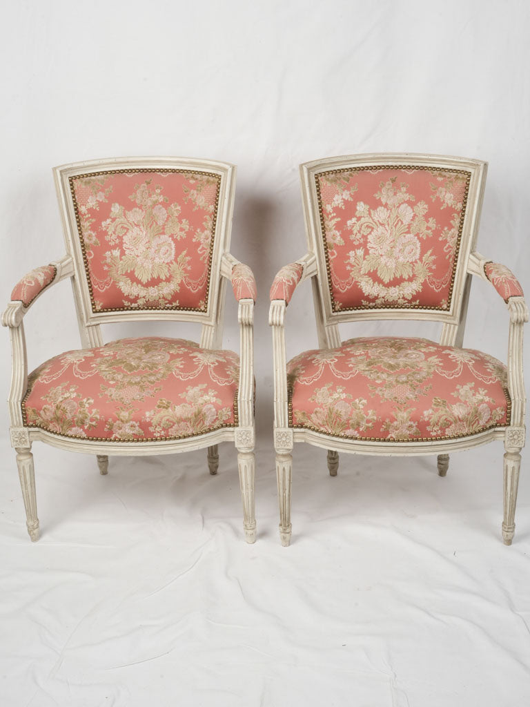 Pair of Late 19th-century Louis XVI Style Armchairs with Aubusson Upholstery