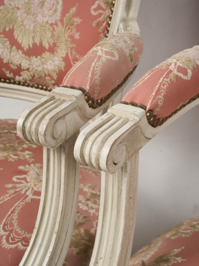 Pair of Late 19th-century Louis XVI Style Armchairs with Aubusson Upholstery