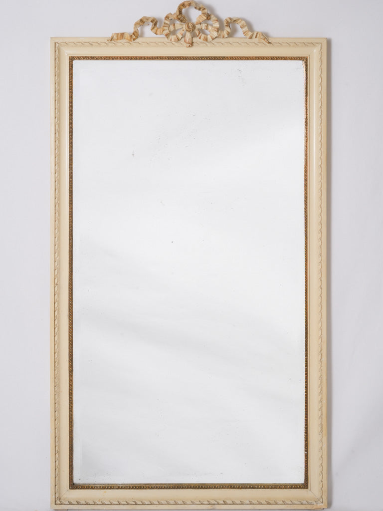 Vintage French beveled wooden mirror