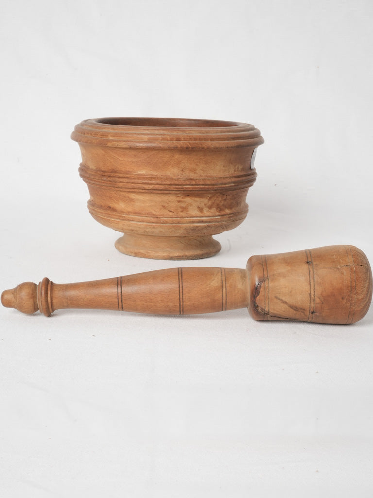 Beautifully aged wooden mortar and pestle