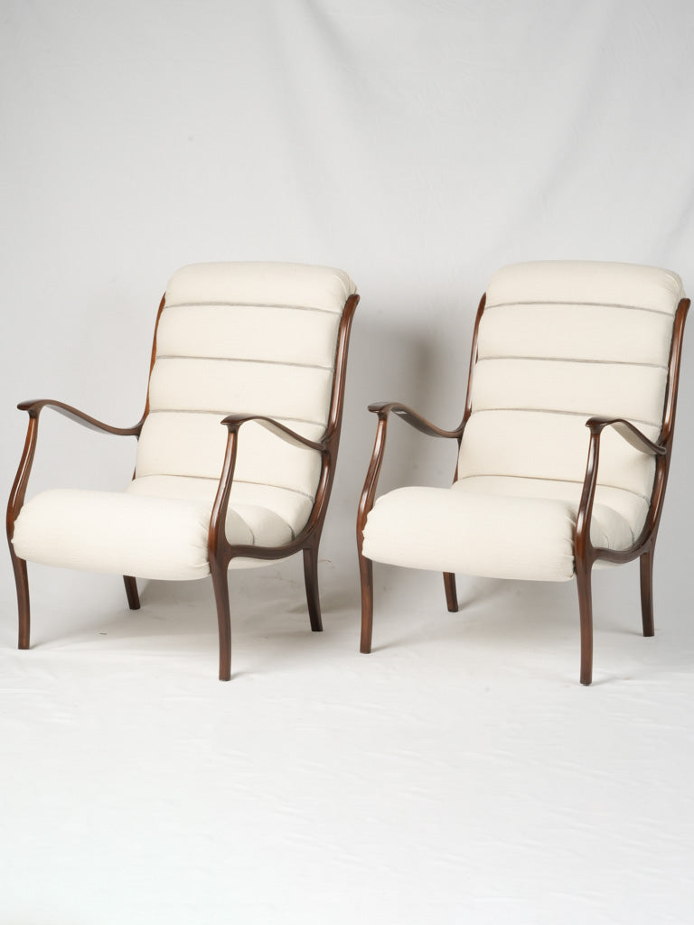 Luxurious, Italian, reupholstered, mid-century, armchairs