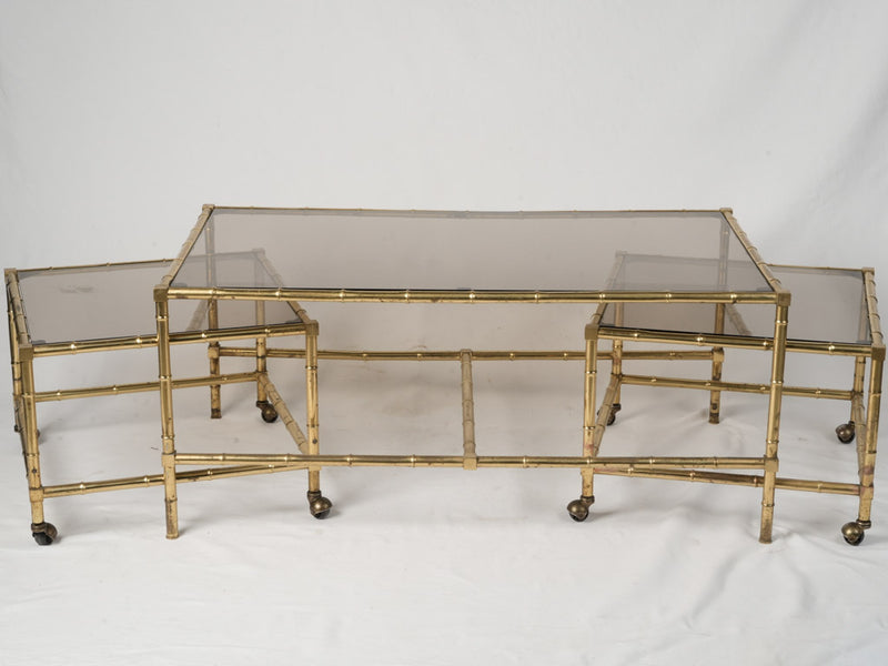 Classic, smoky glass top side tables