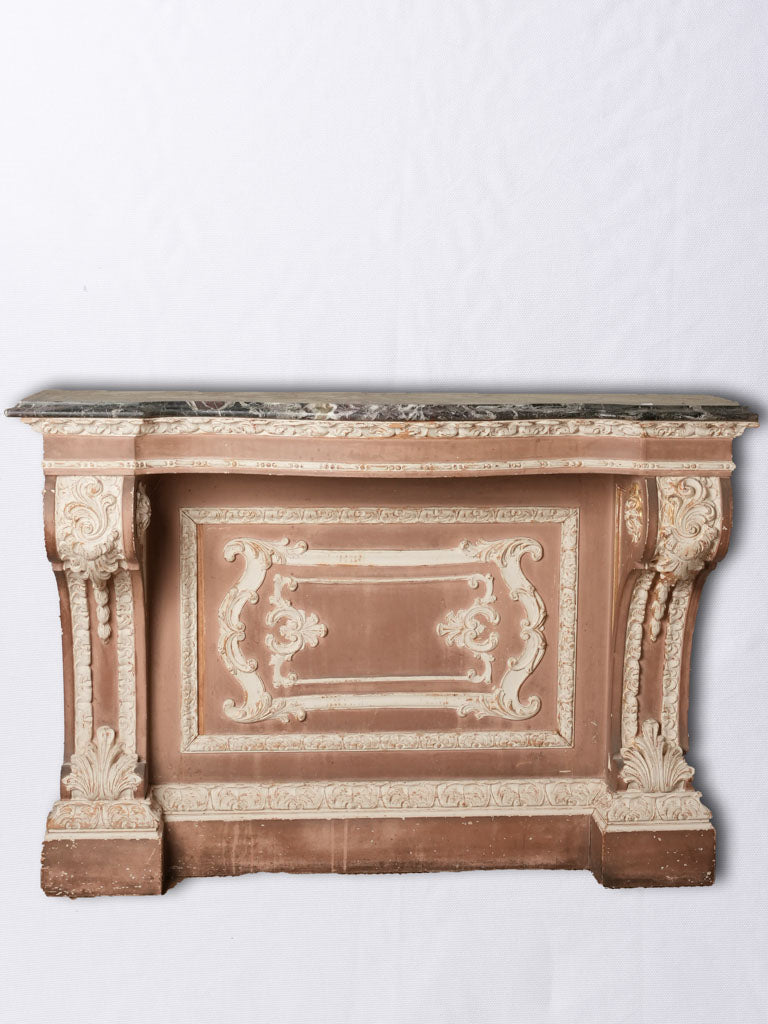 Antique Italian marble-top fireplace surround