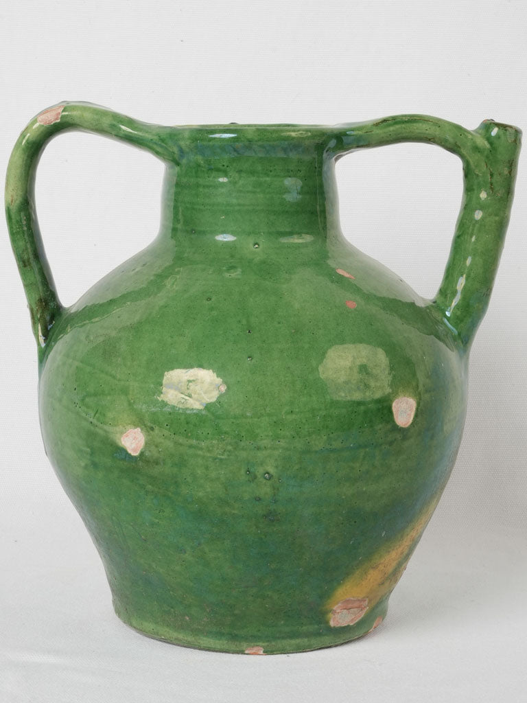 Aged French pottery water pitcher