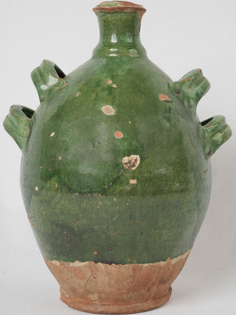 Antique French Green Conscience Oil Jug