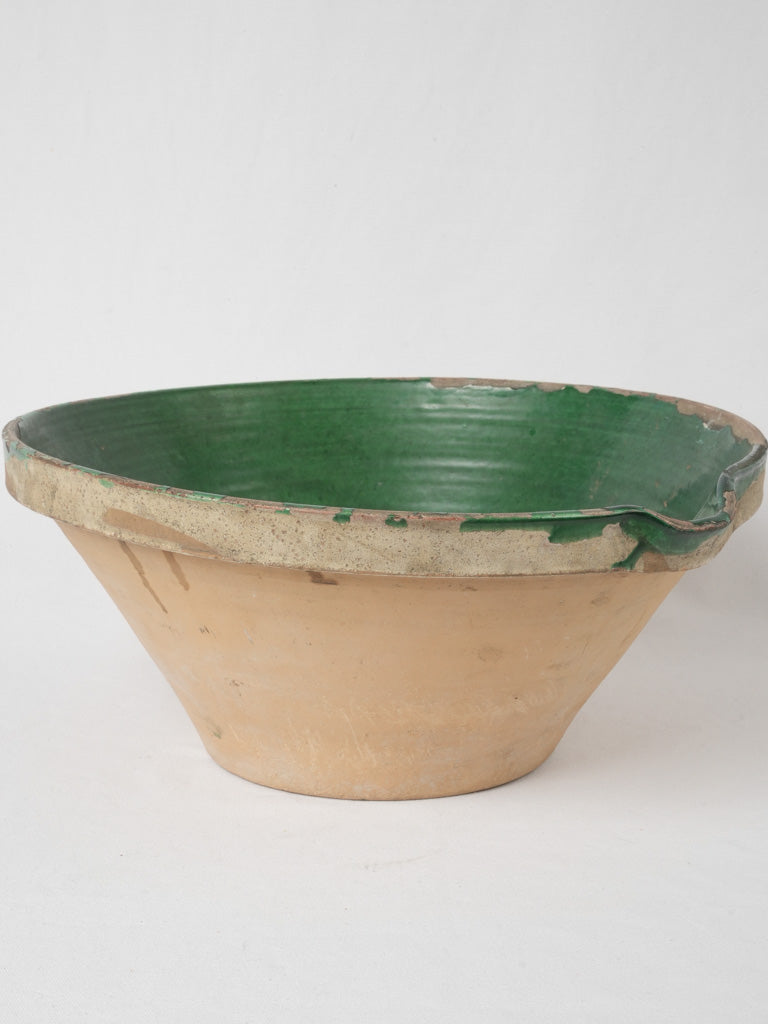 Antique dark green culinary terracotta bowl