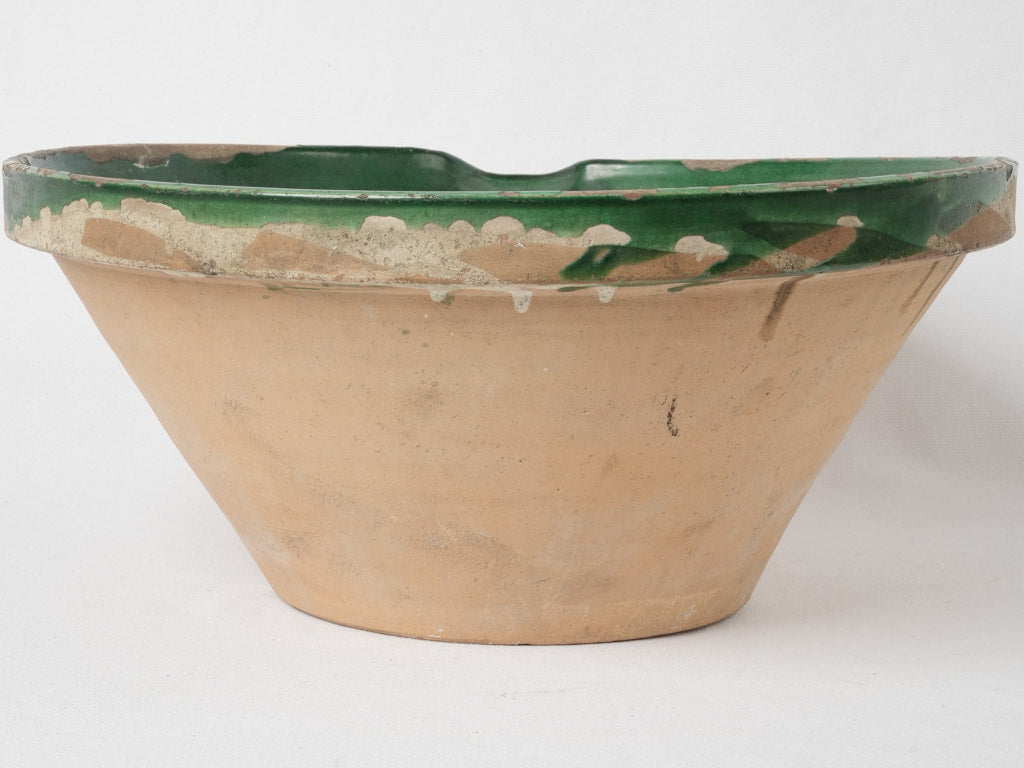 Aged Provencal green glazed fruit bowl