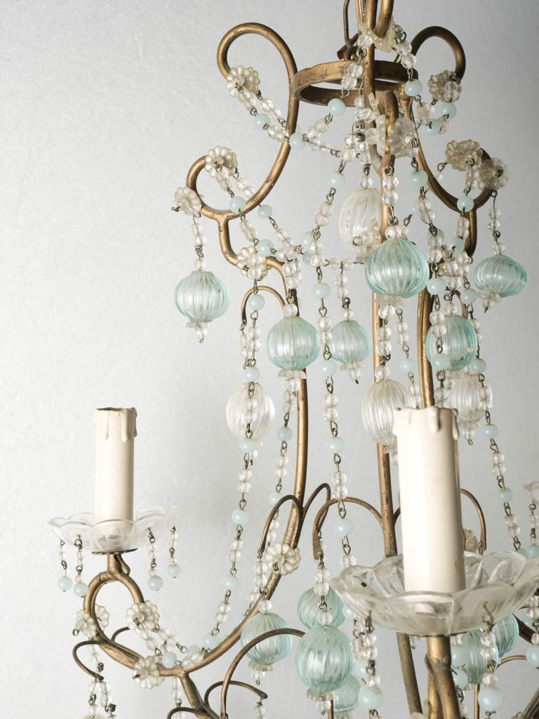 Hand-blown glass beaded pendant light