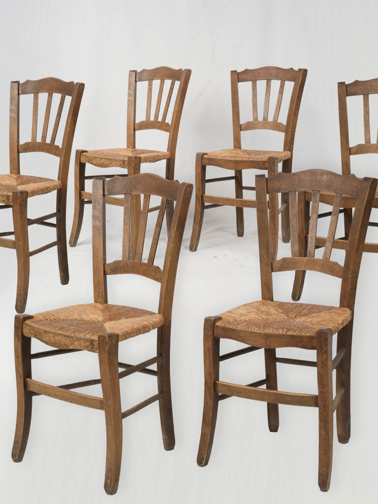 Rustic vintage wooden chairs set