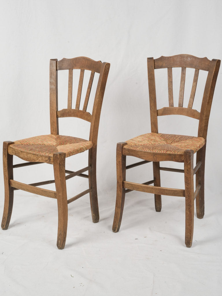 Set of 6 Vintage French Provincial Rush-Seated Chairs - 34¼"