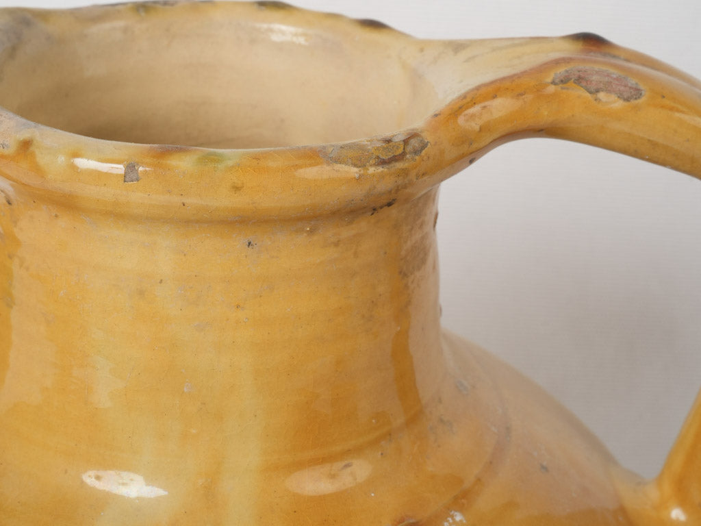 Vintage rustic ocher glazed water jug