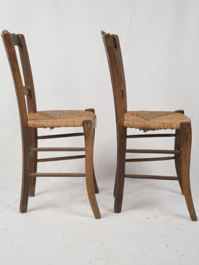 Set of 6 Vintage French Provincial Rush-Seated Chairs - 34¼"