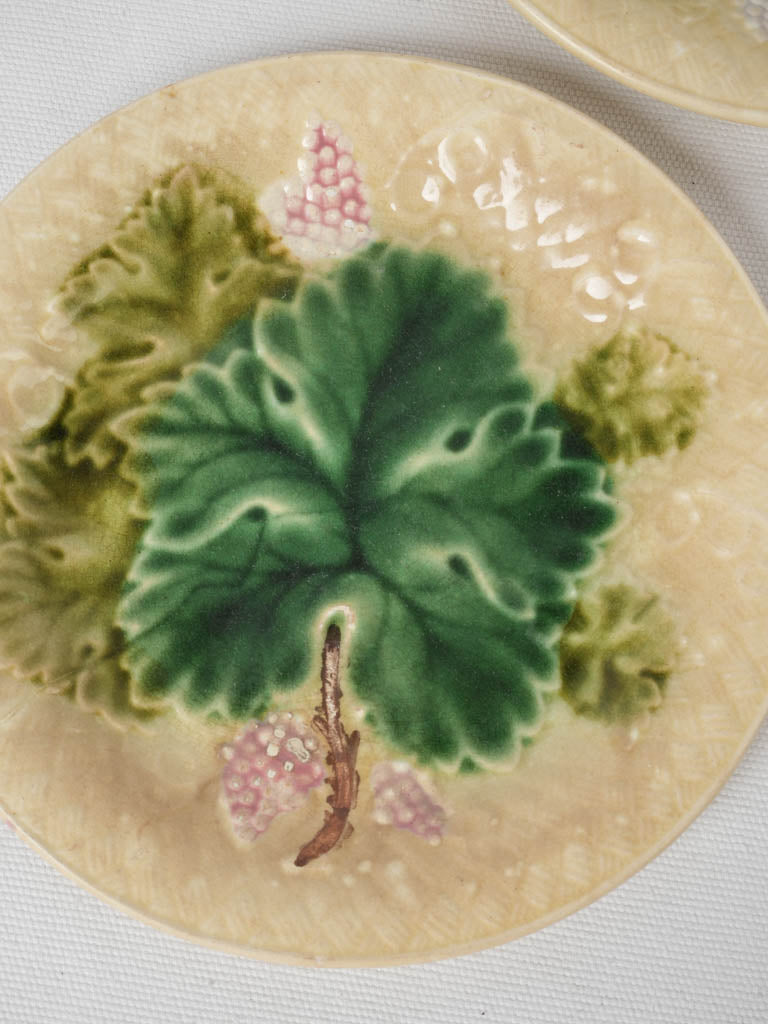 Majolica Grape Motif Wall Plates