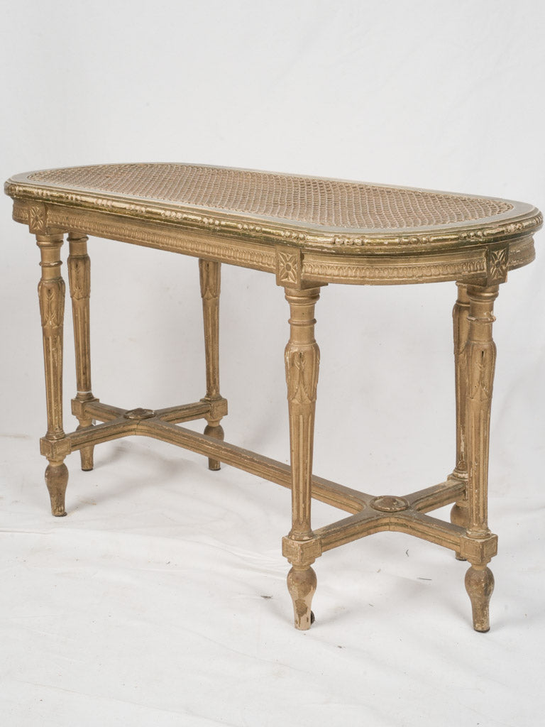 Antique French Louis XVI Style Giltwood Cane Bench - 35½"