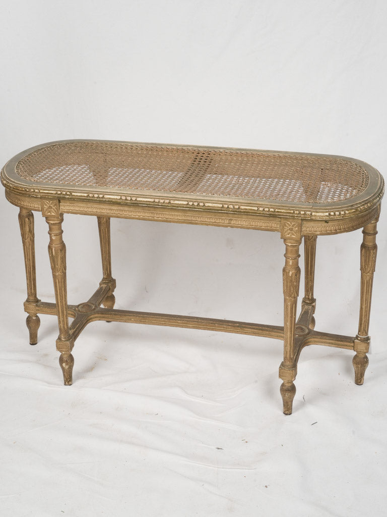 Aged gold finish giltwood bench  