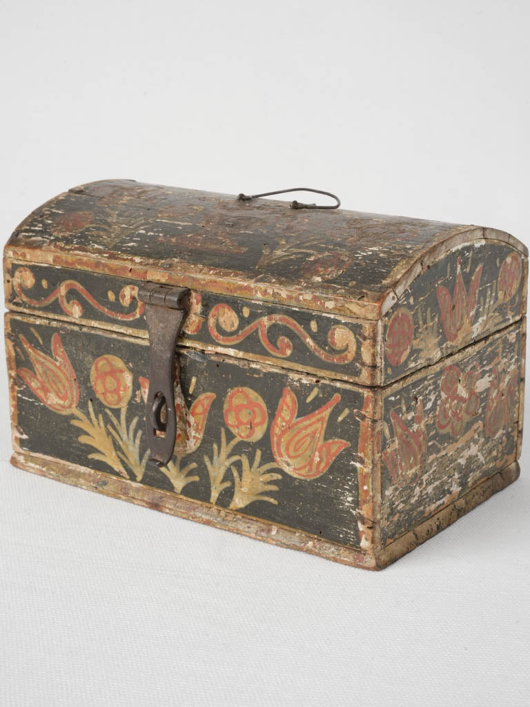 Elegant, hand-painted, 18th-century marriage box