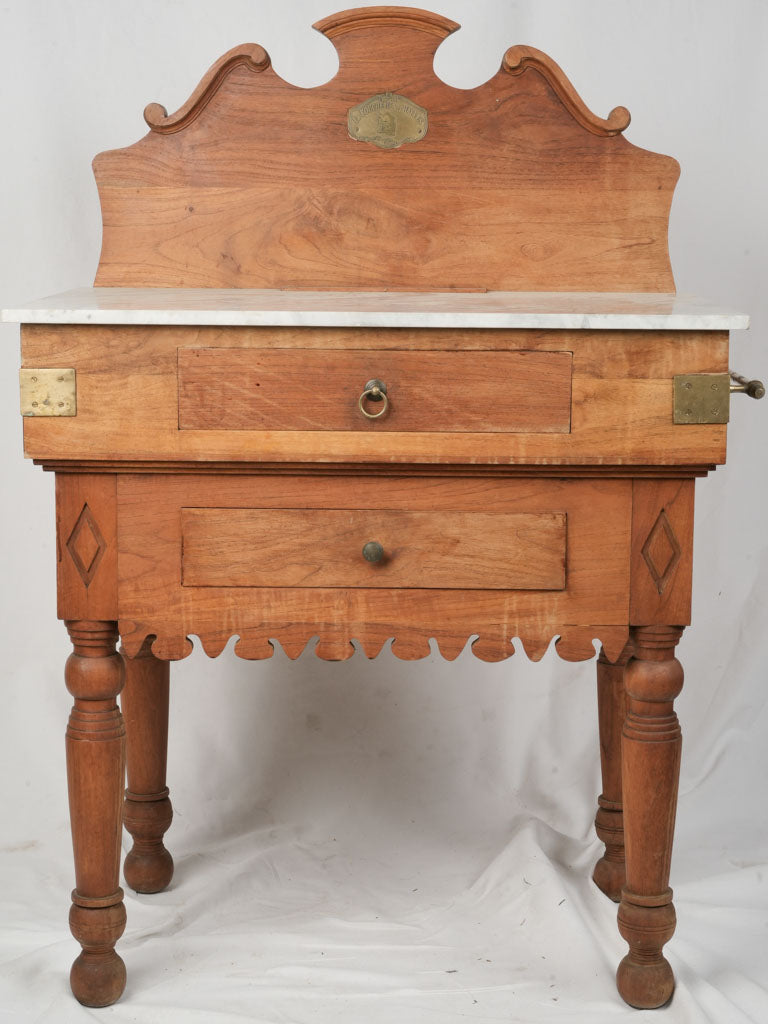 Antique French Butcher's Table w/ Marble Top