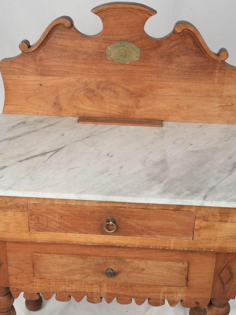 Antique French Butcher's Table w/ Marble Top